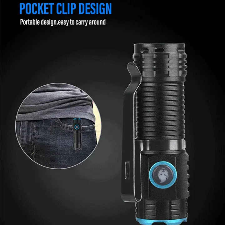 Rechargeable LED Flashlight with Magnetic Base - Ultra Bright, Portable, and Versatile for Home, Outdoor, and Emergency Use