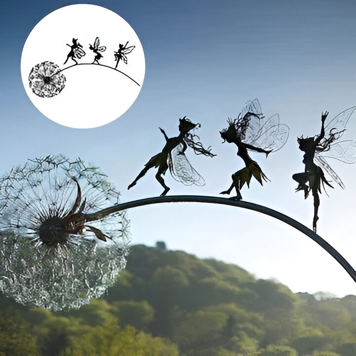 Enchanting Fairy Steel Garden Sculptures - Durable Outdoor Decor for Magical Landscapes