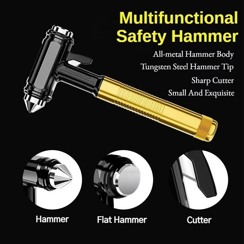 Multi-Function Metal Car Emergency Tool - Window Breaker & Seatbelt Cutter for Safety & Rescue