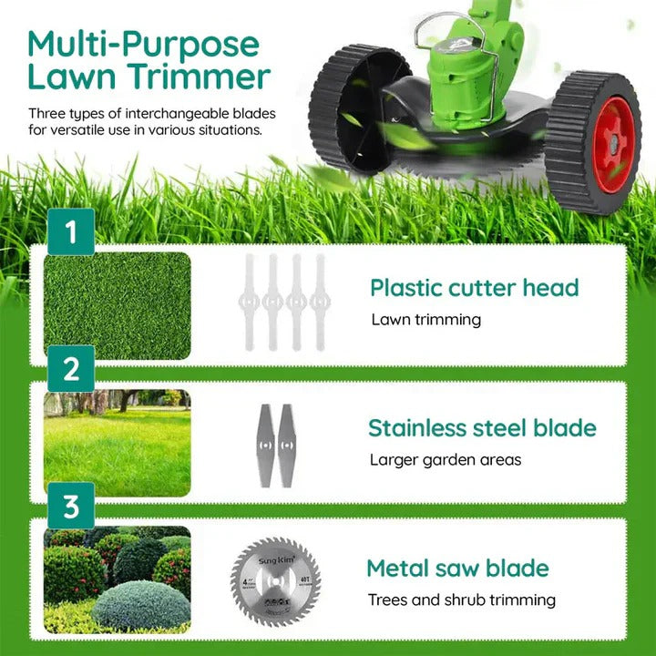 Cordless Electric Grass Trimmer & Lawn Edger - Lightweight, Rechargeable, & Ergonomic Design for Effortless Lawn Care