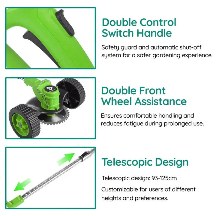 Cordless Electric Grass Trimmer & Lawn Edger - Lightweight, Rechargeable, & Ergonomic Design for Effortless Lawn Care