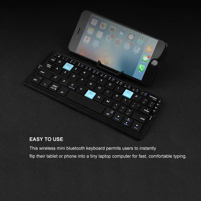 Ultra-Slim Foldable Wireless Keyboard with Magnetic Stand for Tablets - Portable & Lightweight Design