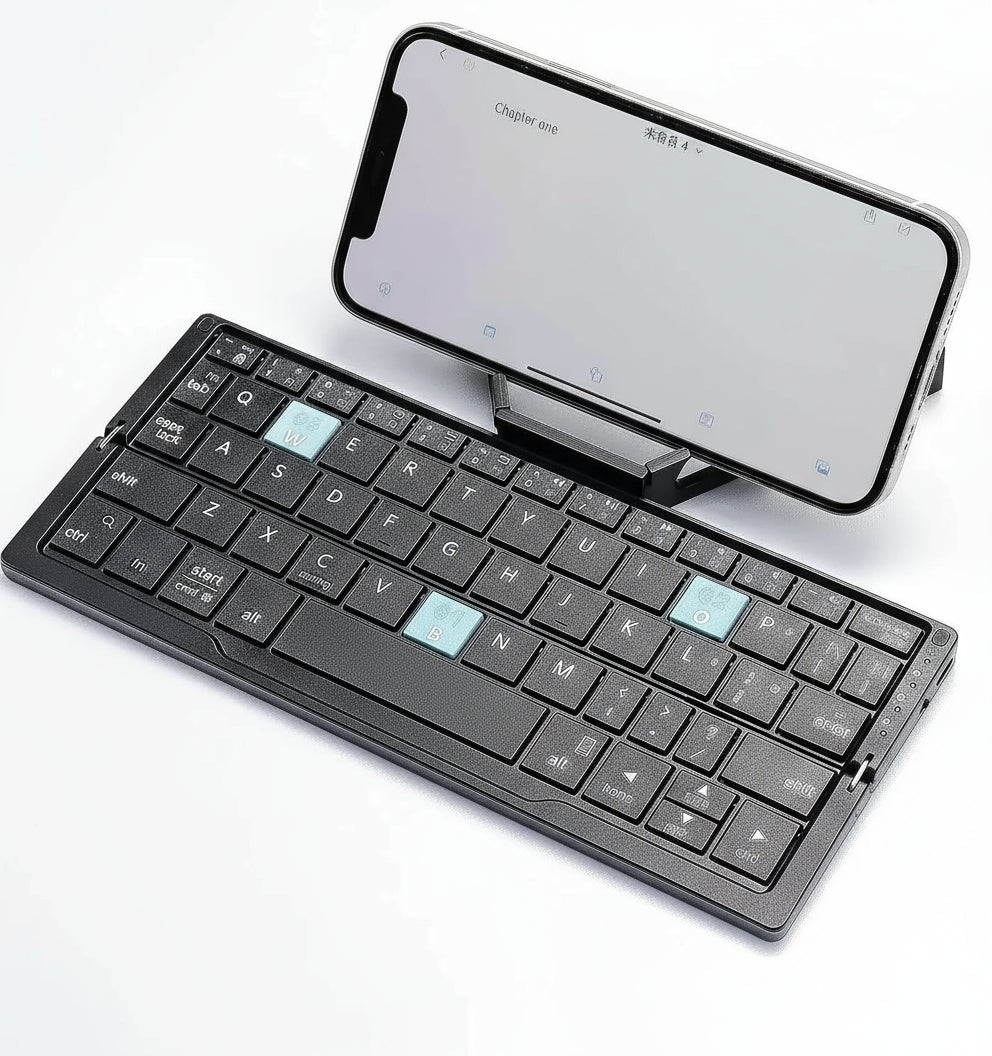 Ultra-Slim Foldable Wireless Keyboard with Magnetic Stand for Tablets - Portable & Lightweight Design