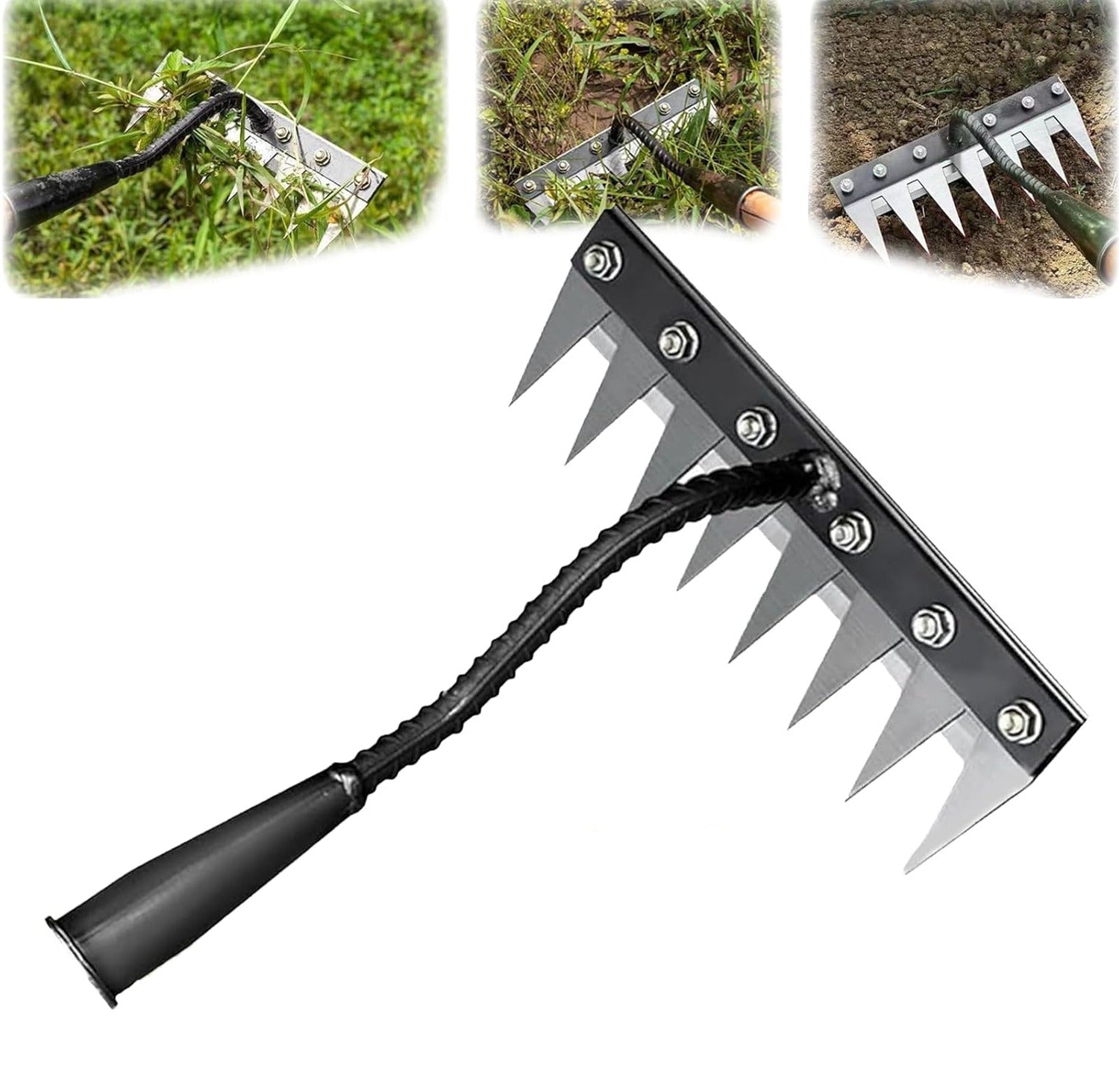 Premium Carbon Steel Garden Weeding Rake - Durable Hand Tool for Effective Weeding and Soil Cultivation