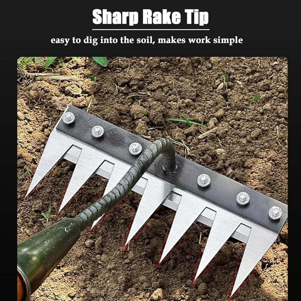 Premium Carbon Steel Garden Weeding Rake - Durable Hand Tool for Effective Weeding and Soil Cultivation