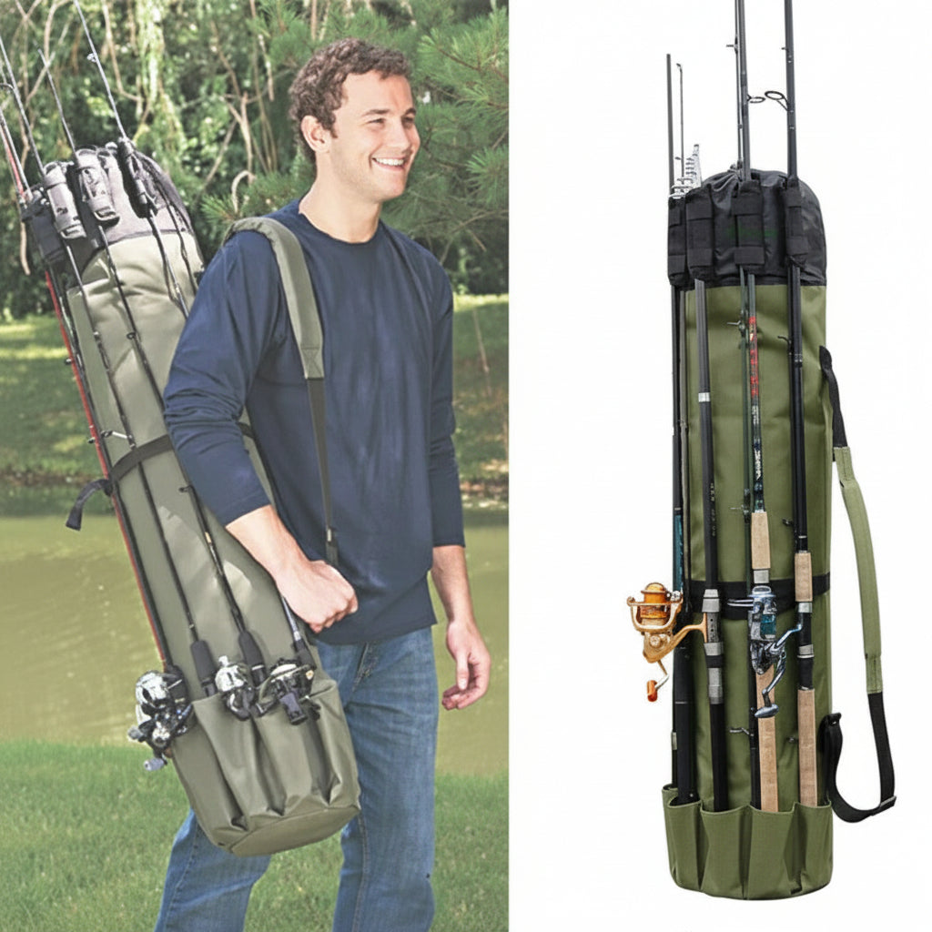 Portable Fishing Gear Bag - Multi-Pocket Rod Storage Organizer for Anglers