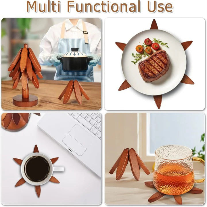 Premium Heat-Resistant Wooden Pot Holder - Durable & Stylish Kitchen Accessory