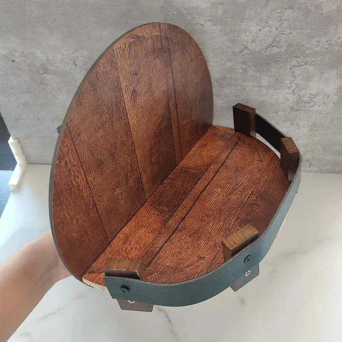 Rustic Whiskey Barrel Stave Shelf | Handmade Reclaimed Wood Wall Decor