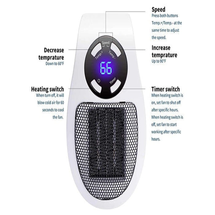 Compact Portable Electric Heater - Fast Heating, Energy-Efficient, Ideal for Home & Travel