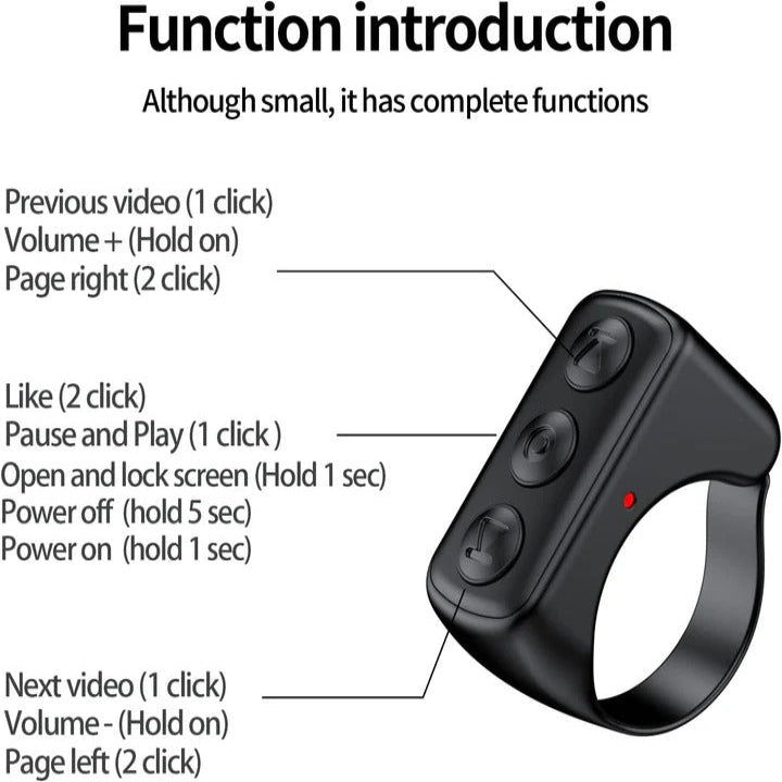Bluetooth Scrolling Ring Remote Control for Smartphones - Wireless Gesture Control for Easy Navigation