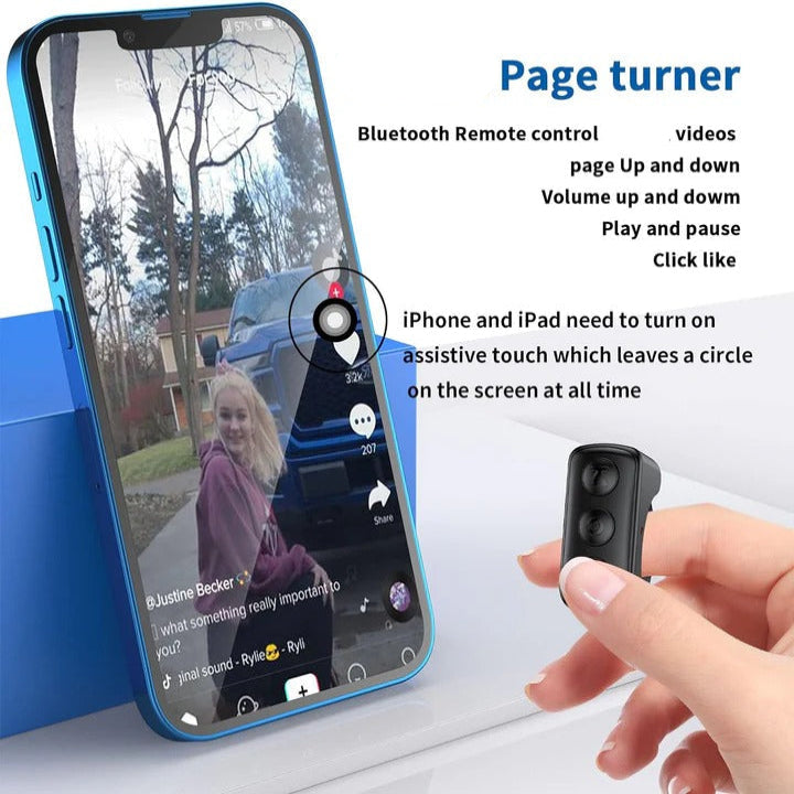 Bluetooth Scrolling Ring Remote Control for Smartphones - Wireless Gesture Control for Easy Navigation