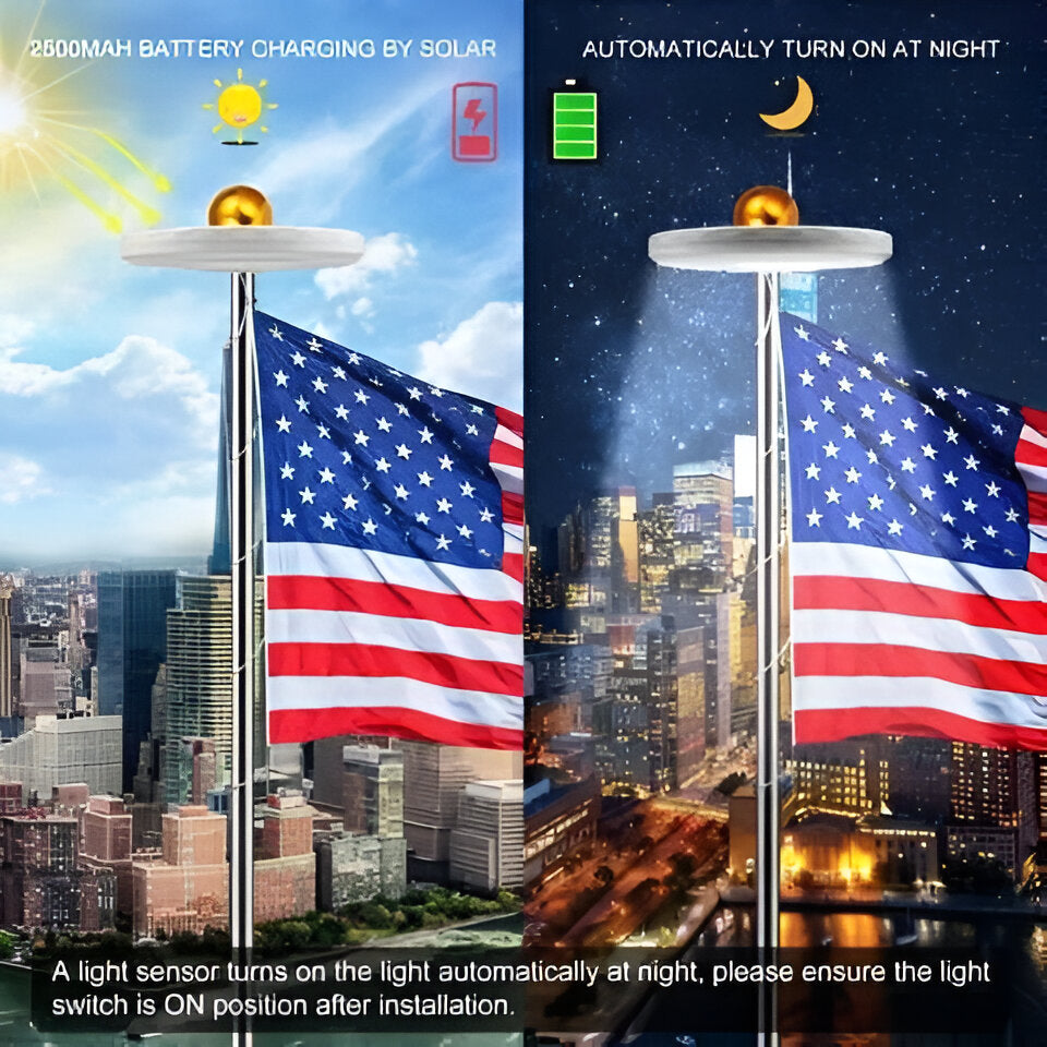 Solar LED Flagpole Light - Bright, Eco-Friendly Illumination for All-Night Visibility