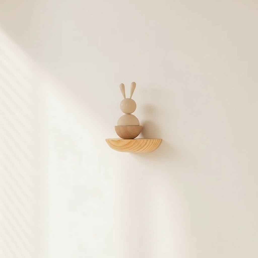 Stylish Half-Round Wooden Floating Wall Shelf - Modern Home Decor & Space Saver