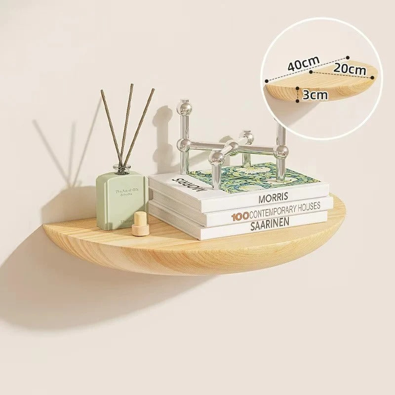 Stylish Half-Round Wooden Floating Wall Shelf - Modern Home Decor & Space Saver