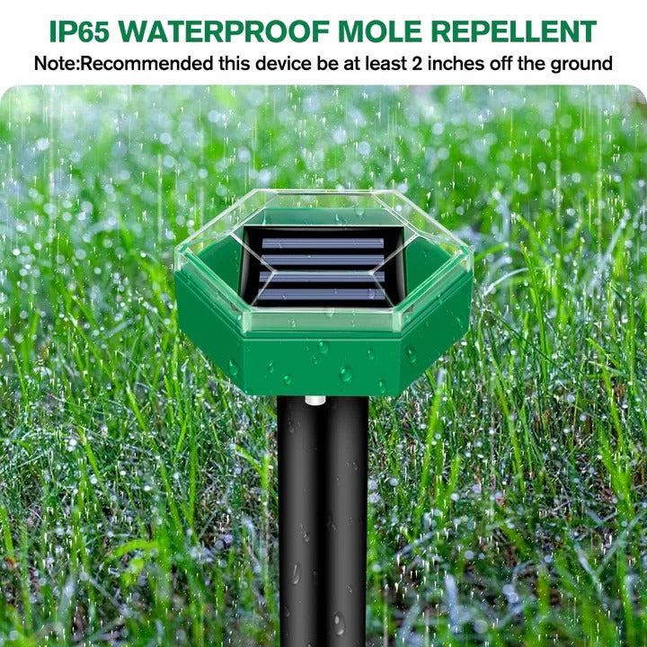4-Pack Solar Powered Ultrasonic Mole Repellent Devices - Eco-Friendly Pest Control Solution