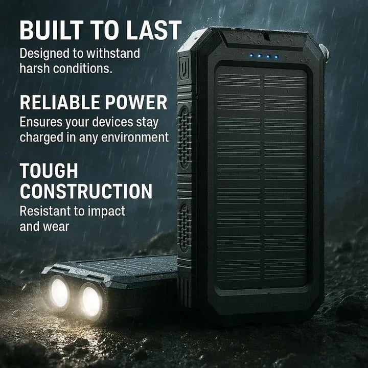 High-Capacity 30,000mAh Outdoor Solar Power Bank - Portable Solar Charger for Camping, Hiking, and Travel