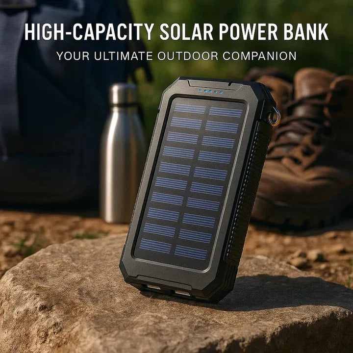 High-Capacity 30,000mAh Outdoor Solar Power Bank - Portable Solar Charger for Camping, Hiking, and Travel