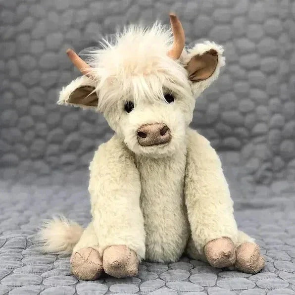Adorable Highland Cow Plush Toy with Floral Accent - Soft & Cuddly Stuffed Animal for Kids & Decor