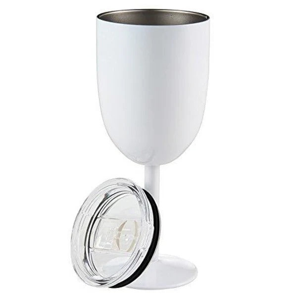 Double-Walled Insulated Stainless Steel Wine Goblet with Lid - Perfect for Outdoor Use & Keeping Drinks Hot or Cold