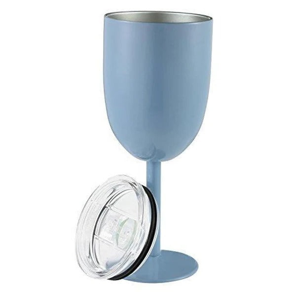 Double-Walled Insulated Stainless Steel Wine Goblet with Lid - Perfect for Outdoor Use & Keeping Drinks Hot or Cold
