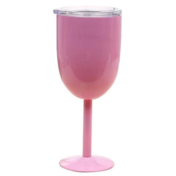Double-Walled Insulated Stainless Steel Wine Goblet with Lid - Perfect for Outdoor Use & Keeping Drinks Hot or Cold