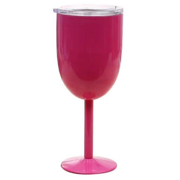 Double-Walled Insulated Stainless Steel Wine Goblet with Lid - Perfect for Outdoor Use & Keeping Drinks Hot or Cold