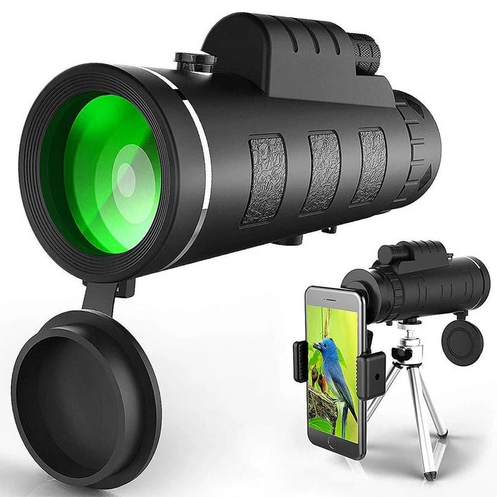 High-Power Monocular Telescope with Adjustable Tripod & Universal Phone Holder - Perfect for Bird Watching, Hiking, and Outdoor Adventures