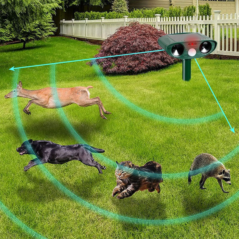 Motion-Activated Solar Ultrasonic Armadillo Deterrent - Eco-Friendly Outdoor Pest Control Device