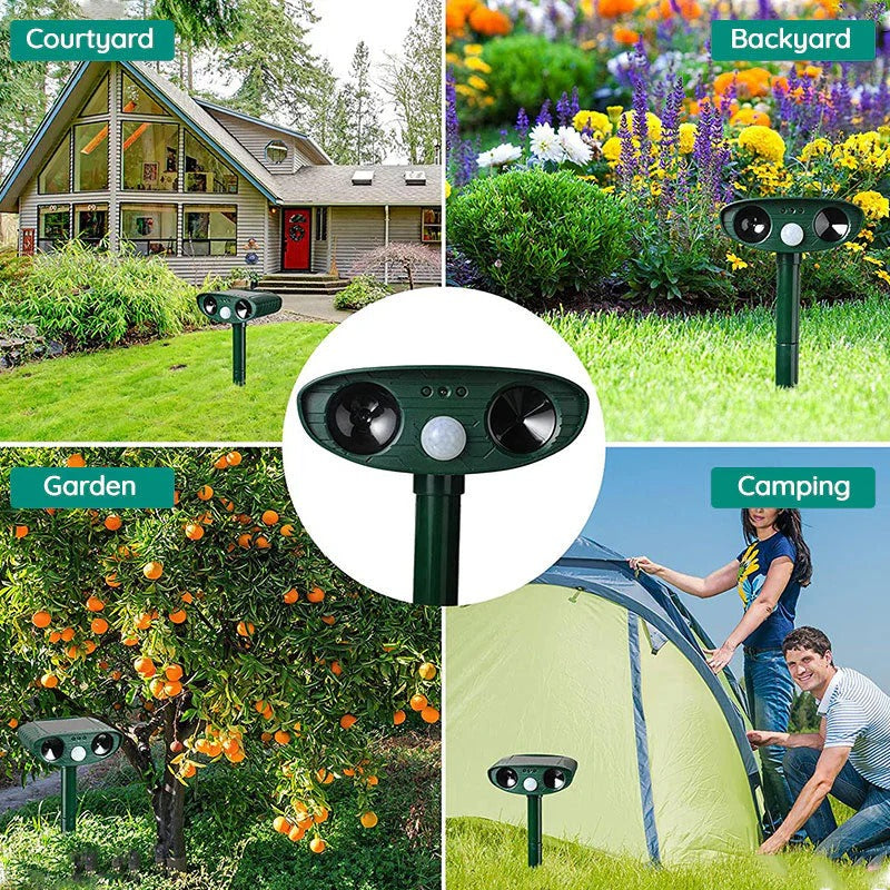 Motion-Activated Solar Ultrasonic Armadillo Deterrent - Eco-Friendly Outdoor Pest Control Device