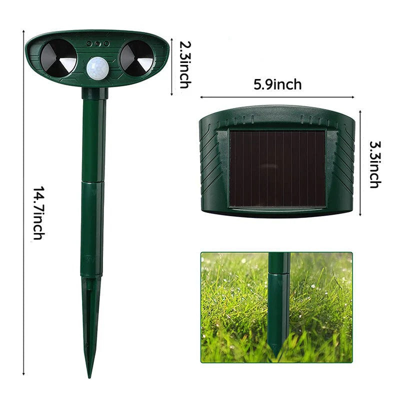 Motion-Activated Solar Ultrasonic Armadillo Deterrent - Eco-Friendly Outdoor Pest Control Device