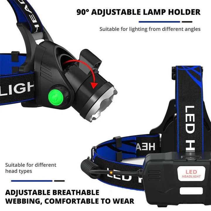 Rechargeable LED Headlamp with Adjustable Brightness - Perfect for Camping, Hiking, and Outdoor Activities