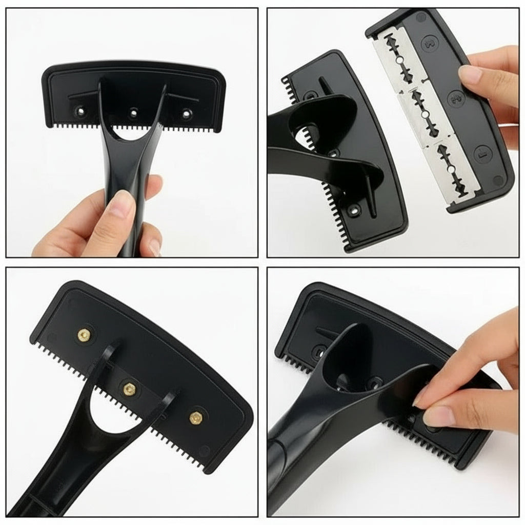 Men's Dual Blade Back Shaver - Manual Groomer with Ergonomic Folding Handle for Effortless Grooming
