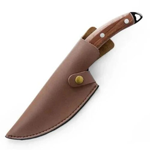Premium Carbon Steel Utility Kitchen Knife with Ergonomic Wooden Handle - Versatile Chef's Tool for Precision Cutting and Food Preparation