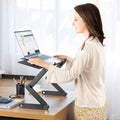Adjustable Folding Aluminum Laptop Stand with Detachable Mouse Plate - Ergonomic Design for Comfort & Portability