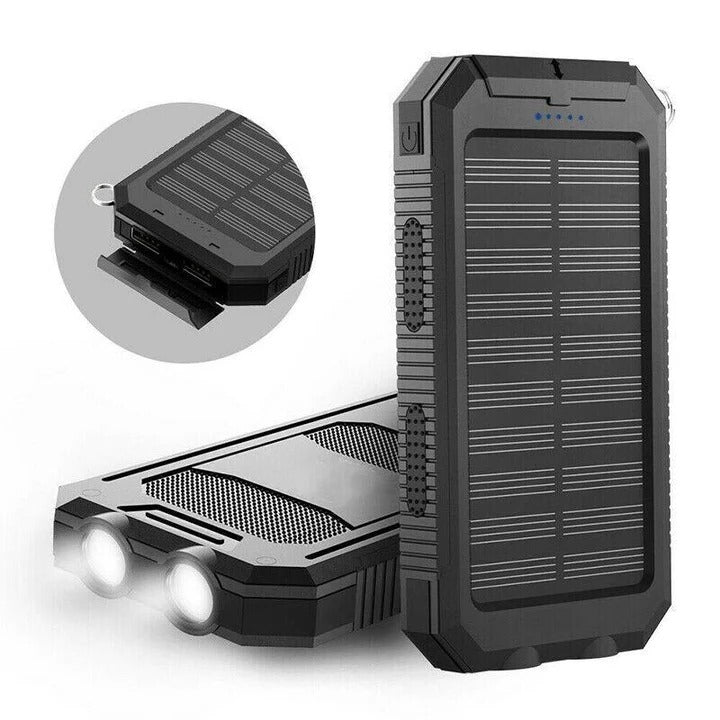 High-Capacity Portable Solar Power Bank with Dual USB Outputs - Ideal for Camping, Hiking, and Travel