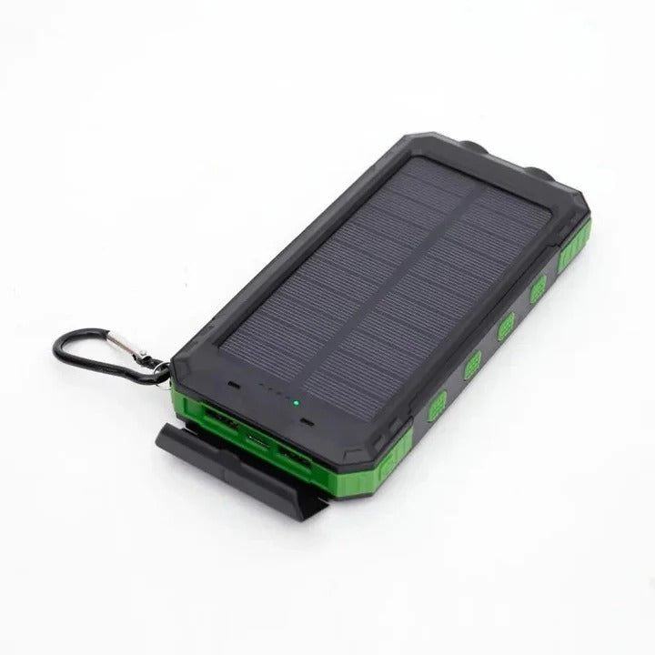 High-Capacity Portable Solar Power Bank with Dual USB Outputs - Ideal for Camping, Hiking, and Travel