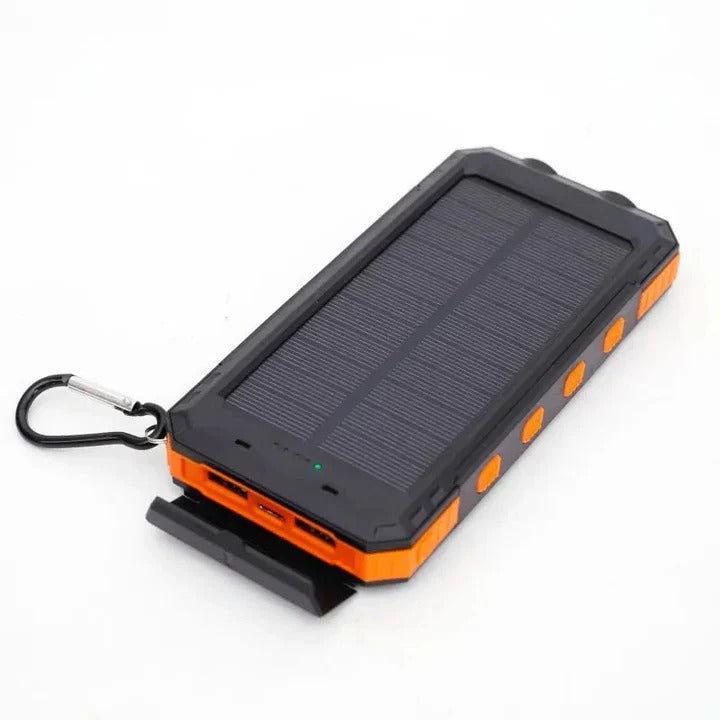 High-Capacity Portable Solar Power Bank with Dual USB Outputs - Ideal for Camping, Hiking, and Travel