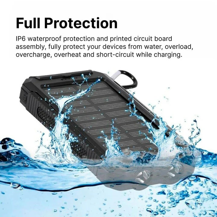 High-Capacity Portable Solar Power Bank with Dual USB Outputs - Ideal for Camping, Hiking, and Travel