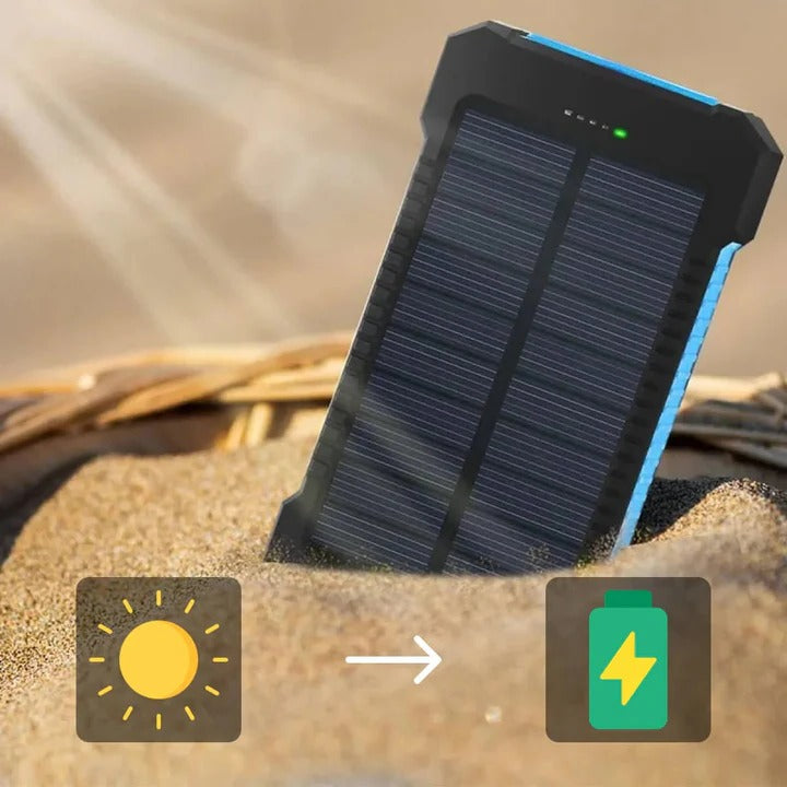 High-Capacity Portable Solar Power Bank with Dual USB Outputs - Ideal for Camping, Hiking, and Travel