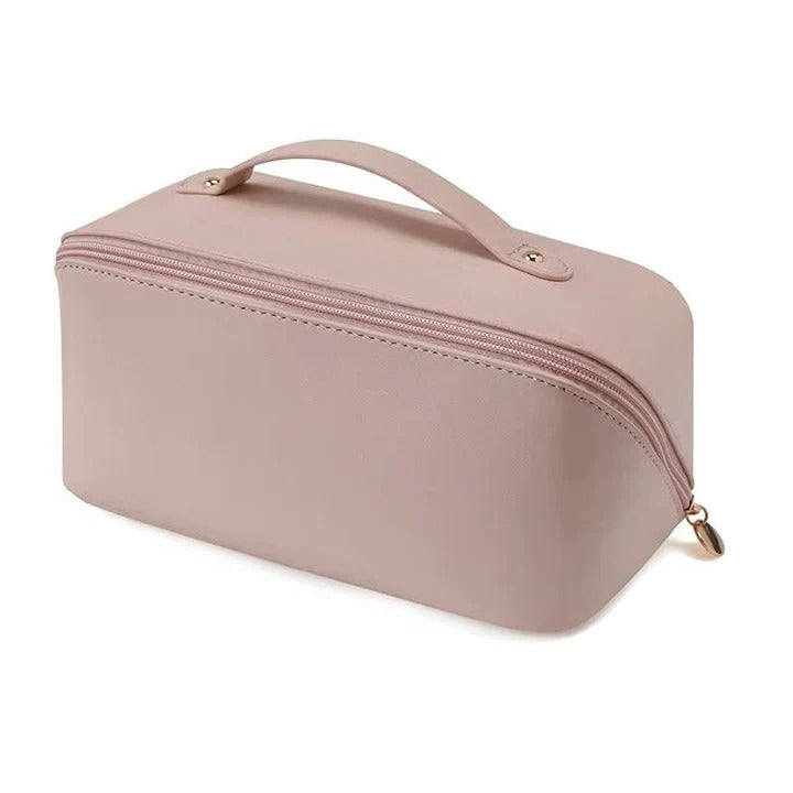 Stylish PU Makeup Organizer Pouch with Wide Opening Design - Perfect for Travel & Daily Use