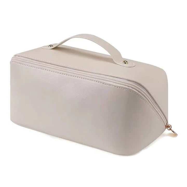 Stylish PU Makeup Organizer Pouch with Wide Opening Design - Perfect for Travel & Daily Use