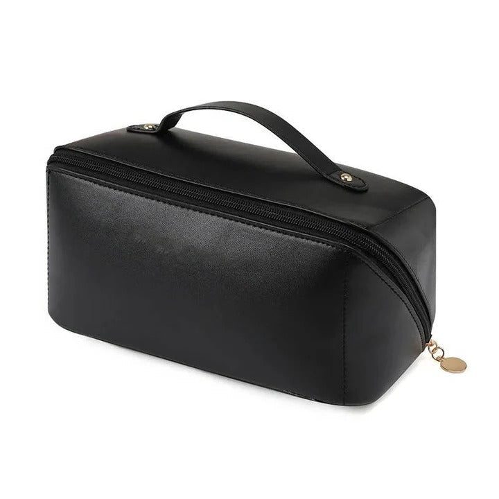 Stylish PU Makeup Organizer Pouch with Wide Opening Design - Perfect for Travel & Daily Use