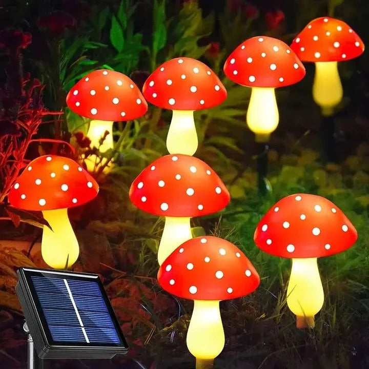 Solar-Powered LED Mushroom Garden Lights with Durable Ground Stakes - Eco-Friendly Outdoor Decor
