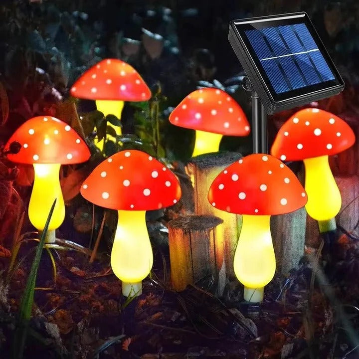 Solar-Powered LED Mushroom Garden Lights with Durable Ground Stakes - Eco-Friendly Outdoor Decor