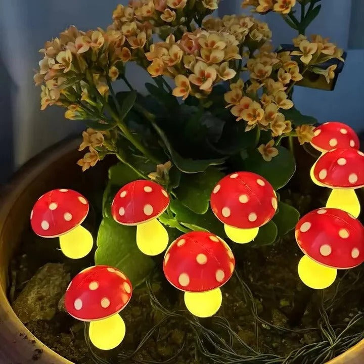 Solar-Powered LED Mushroom Garden Lights with Durable Ground Stakes - Eco-Friendly Outdoor Decor