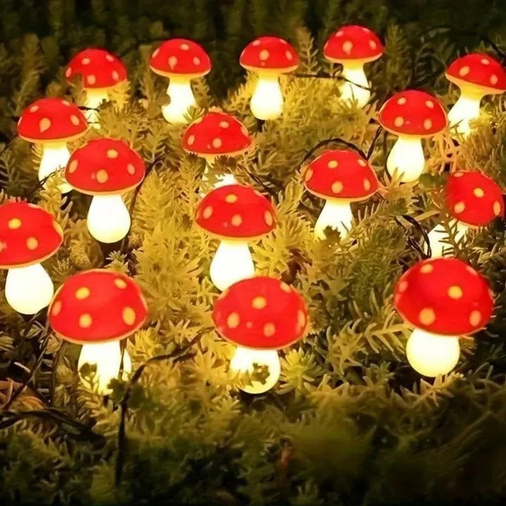Solar-Powered LED Mushroom Garden Lights with Durable Ground Stakes - Eco-Friendly Outdoor Decor