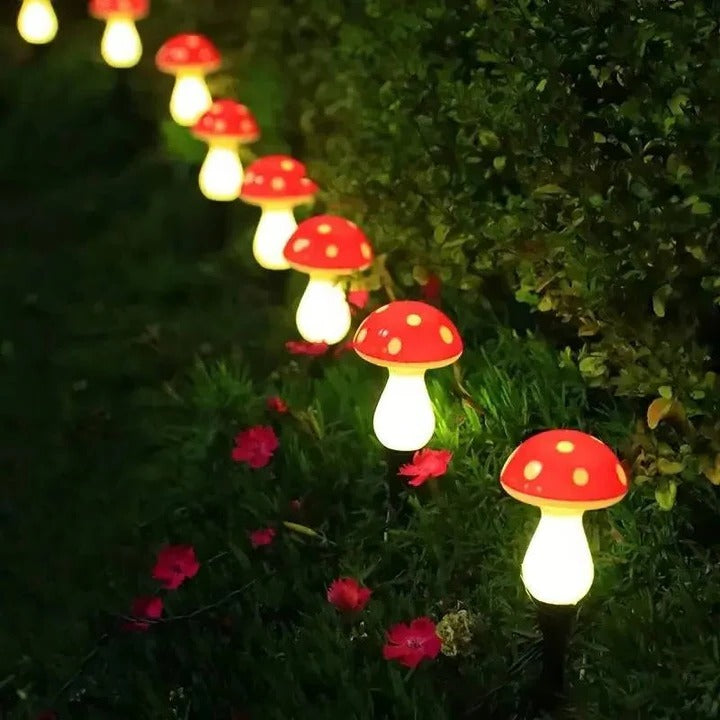 Solar-Powered LED Mushroom Garden Lights with Durable Ground Stakes - Eco-Friendly Outdoor Decor