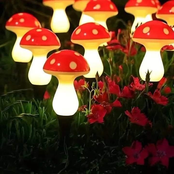 Solar-Powered LED Mushroom Garden Lights with Durable Ground Stakes - Eco-Friendly Outdoor Decor