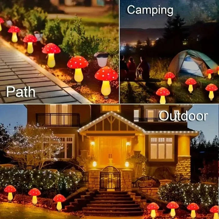 Solar-Powered LED Mushroom Garden Lights with Durable Ground Stakes - Eco-Friendly Outdoor Decor