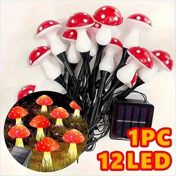 Solar-Powered LED Mushroom Garden Lights with Durable Ground Stakes - Eco-Friendly Outdoor Decor